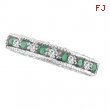 Emerald And Diamond Ring, 14K White Gold Stackable