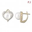 Fresh Water Pearl Diamond Heart Shape YG Earrings
