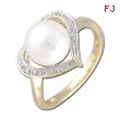 Fresh Water Pearl Diamond Heart Shape YG Ring