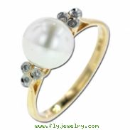 Fresh Water Pearl Diamond Ring