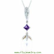 Freshwater Pearl Blue Topaz Diamond Necklace