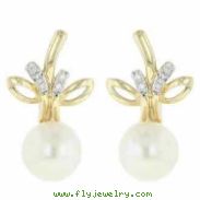 Freshwater Pearl Diamond Earring