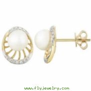 Freshwater Pearl Diamond Earrings