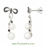 Freshwater Pearl Diamond Earrings