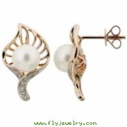 Freshwater Pearl Diamond Earrings