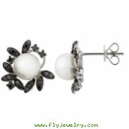 Freshwater Pearl Diamond Earrings