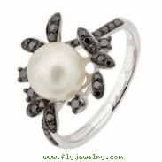 Freshwater Pearl Diamond Ring