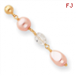 Gold-plated Pink Glass Pearl and Crystal Drop Earrings