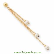 Gold-plated Small White Glass Pearl Drop Earrings