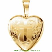 Gold Plated Sterling 12.50X12.00 MM Polished CROSS HEART LOCKET