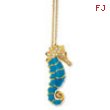 Gold-plated Sterling Silver Enameled CZ Seahorse 18in Necklace chain