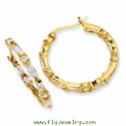 Gold-plated Sterling Silver In/Out CZ Post Hoop Earrings