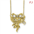 Gold-tone Angel with Crystal Bow 16in w/ext Necklace