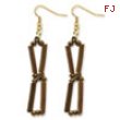 Gold-tone Bamboo & Acrylic Bead Dangle Earrings