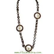 Gold-tone Coconut & Natural Wood 38" Slip-on Necklace