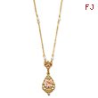 Gold-Tone Crystal Pink Porcelain Rose Cultura Glass Pearl 17