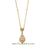Gold-Tone Crystal Pink Porcelain Rose Cultura Glass Pearl 17" Necklace