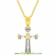 Goldtone Baguette Cross