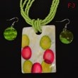 Green Mother of Pearl Necklace and Earrings Set