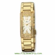 Ladies Charles Hubert Gold-pltd Crystal Bezel Wht Dial 21x46mm Watch