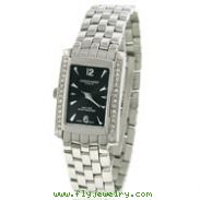 Ladies' Charles Hubert Stainless Steel Swarovski Crystal-Detailed Black Dial Classic Watch