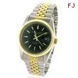 Men's Charles Hubert 14K Gold-Plated Two-Tone Stainless Steel Black Dial Watch