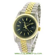 Men's Charles Hubert 14K Gold-Plated Two-Tone Stainless Steel Black Dial Watch