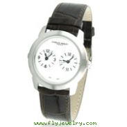 Men's Charles Hubert Brown Leather Band Dual Time Watch