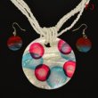 Multicolored Mother of Pearl Necklace and Earrings Set
