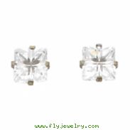 Nickel Pair Inverness Palladium Plated Square Faceted Cubic Zirconia Earring