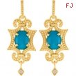 PAIR Genuine Turquoise & Diamond Granulated Earrings
