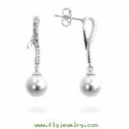 Pearl Cubic  Zirconia Dangle Earrings