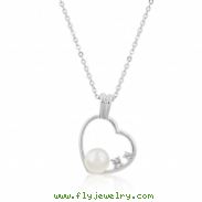 Pearl Cubic Zirconia Heart Pendant