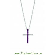 Pink sapphire & diamond cross necklace