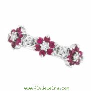 Pink Sapphire & Diamond Flower Ring (Eternity)