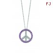 Pink sapphire & Diamond Peace Sign Pendant Necklace