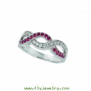 Pink sapphire & diamond twisted ring