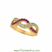 Pink sapphire & diamond twisted ring