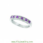 Pink Sapphire And Diamond Ring, 14K White Gold Stackable