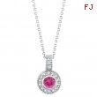 Pink Sapphire Bezel Diamond Pendant Necklace