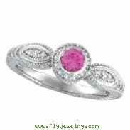 Pink Sapphire Bezel Ring with Diamond