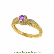 Pink Sapphire Bezel Ring with Diamond