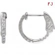 Platinum Diamond White 1/4 Pair Polished Inside-Outside Hoop Earrings