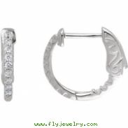 Platinum Diamond White 1/4 Pair Polished Inside-Outside Hoop Earrings