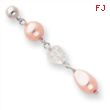 Rhodium-plated Pink Glass Pearl and Crystal Drop Earrings