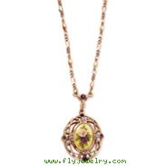 Rose-Tone Purple Crystal Floral Decal 28" Necklace