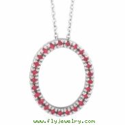 Ruby Oval Pendant Necklace White Gold