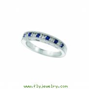 Sapphire And Diamond Ring, 14K White Gold Stackable