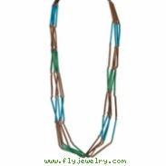 Silver-tone Bamboo & White Wood Aster Slip-on Necklace