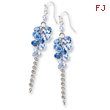 Silver-tone Blue Crystal Bead Cluster Drop Earrings